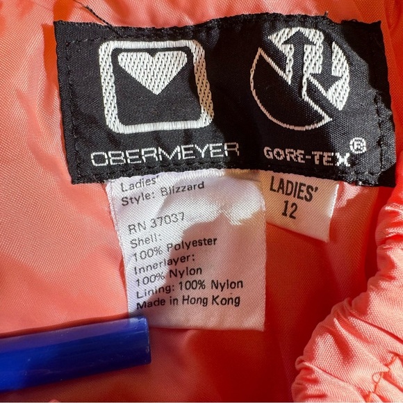 Vtg Obermeyer Blizzard Gore-Tex Ski Snow Pants Lightweight Pastel Pink Sz 12 - Picture 5 of 6